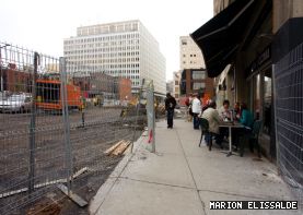 Before: The corner of De Maisonneuve Blvd. and Guy St. is in the thick of it.